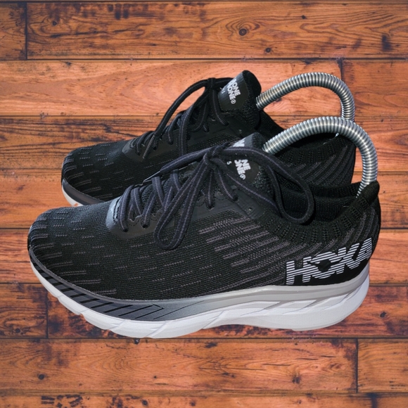 Hoka One One Other - Hoka One One Clifton 5 Knit Running Shoes Black White Mens size 6 Womens 7.5